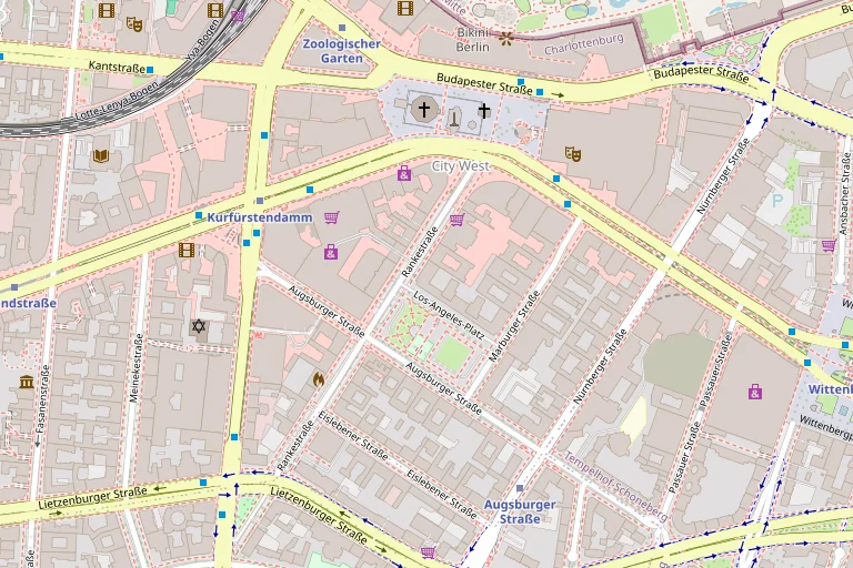 Street plan showing Nürnberger Straße and Augsburger Straße
